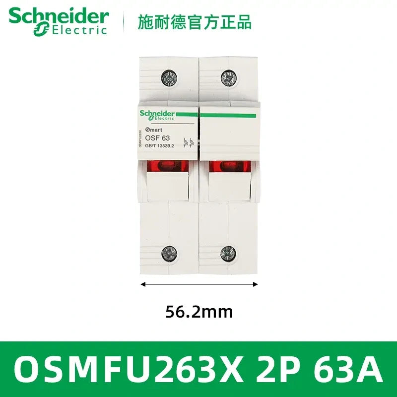 Schneider OSMFU263X Fuse Holder ,DIN Rail Fuse Holder, 2P 63A Fuse Holder with indicator