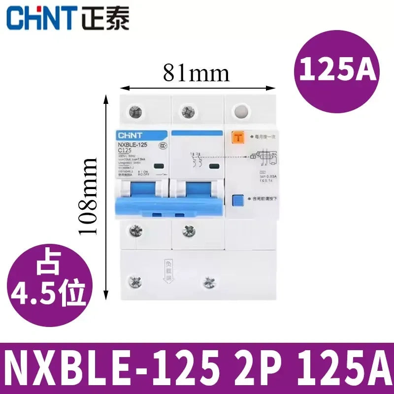CHNT leakage breaker NXBLE-125 2p 125a 30mA RCD rcbo