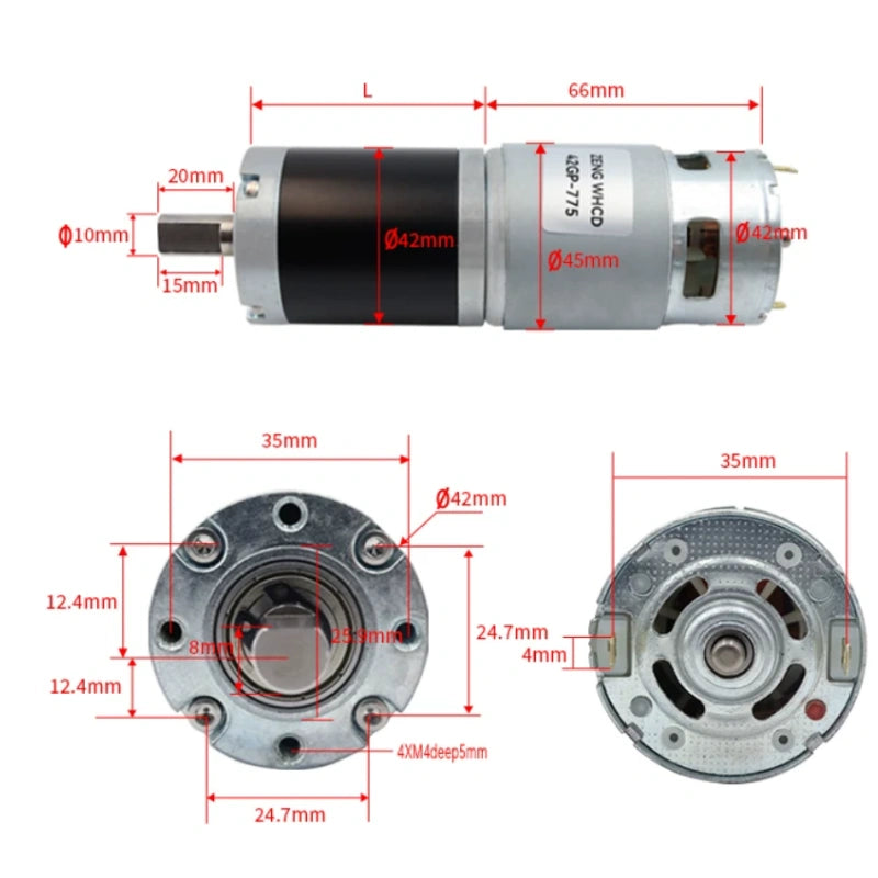 محرك تخفيض DC تروس كوكبي 42 مم 42GP-775