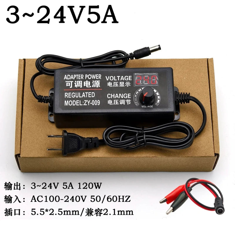 adjustable dc power supply, variable voltage adapter, 3V-24V 5a power adapter, dc motor speed controller, led dimmer power supply,220V to 3-24V power supply