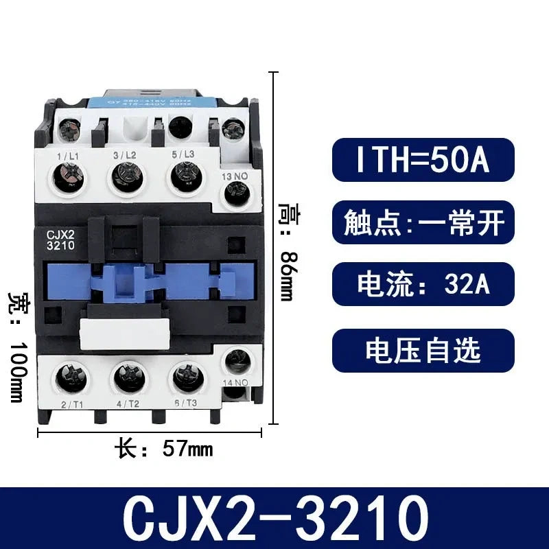 CJX2-3210 32a  contactor, 1no single phase contactor, CJX2 upgrade version, power switching contactor, 50‑60Hz contactor