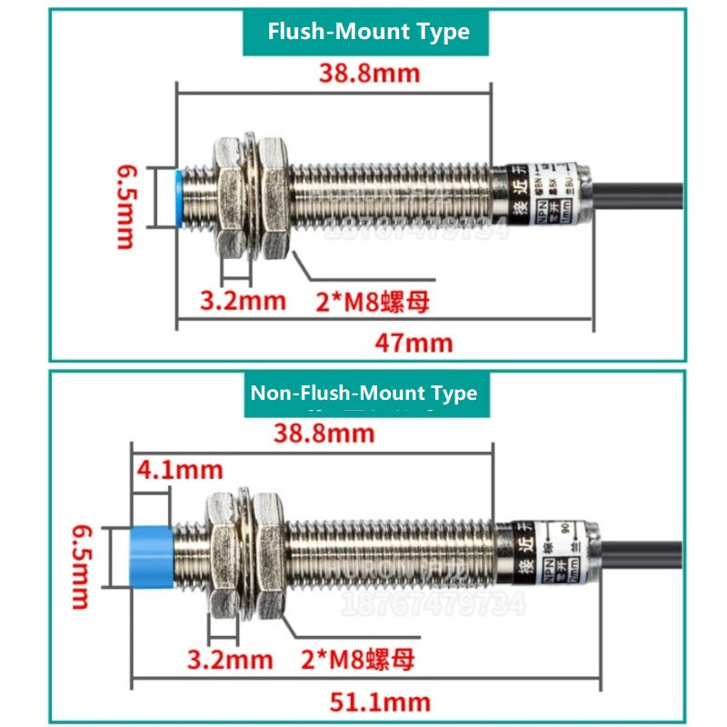 LJ8A3 proximity sensor, M8 inductive switch, LJ8A3-4-Z/BX, NPN proximity switch, PNP proximity sensor, 24V metal detector, NO NC proximity switch, flush mount sensor, non-flush proximity switch, 2-wire proximity switch, 3-wire proximity sensor, industrial automation sensor, waterproof proximity switch, HURON proximity sensor