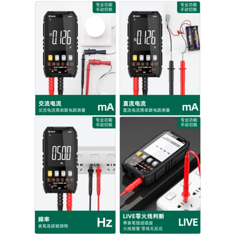 digital multimeter,SATA multimeter,D05054,D05053,auto‑ranging multimeter,portable multimeter,anti‑burn multimeter,NCV voltage tester,live neutral line detector,electrician tool,multimeter for repair,voltage current resistance tester,diode capacitance meter,hand‑held multimeter,electrical maintenance tool