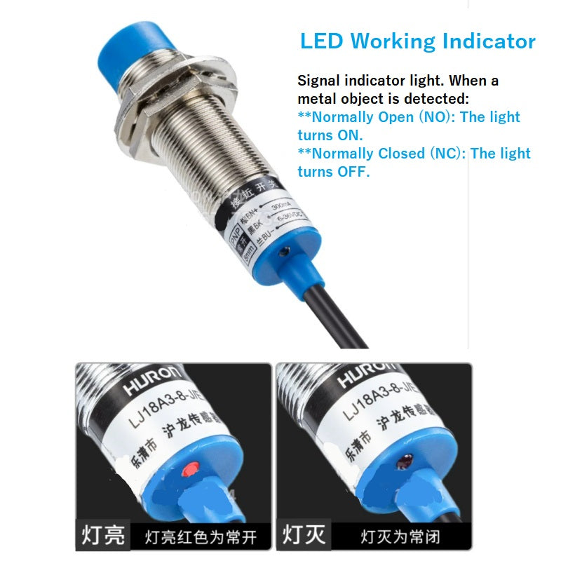 LJ12A3 proximity sensor, M12 inductive switch, LJ12A3-4-Z/BX, NPN proximity switch, PNP proximity sensor, 24V metal detector, NO NC proximity switch, flush mount sensor, non-flush proximity switch, 2-wire proximity switch, 3-wire proximity sensor, industrial automation sensor, waterproof proximity switch, HURON proximity sensor