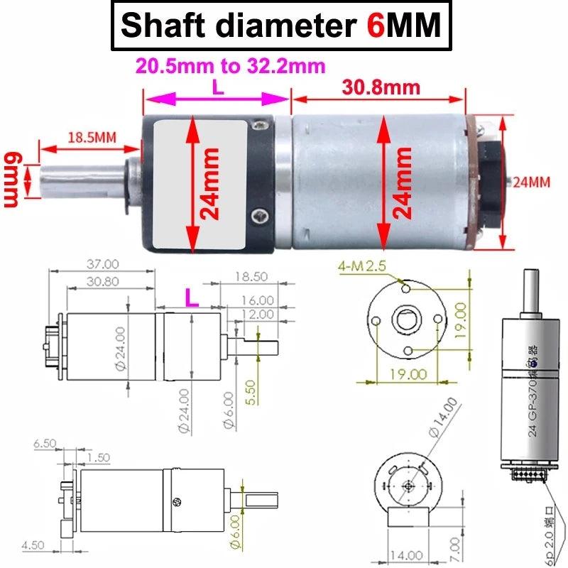 370 Motor 24mm Diameter Planetary Gear DC 6v 12v 24v Geared Motor Micro Electric Moter With Encoder