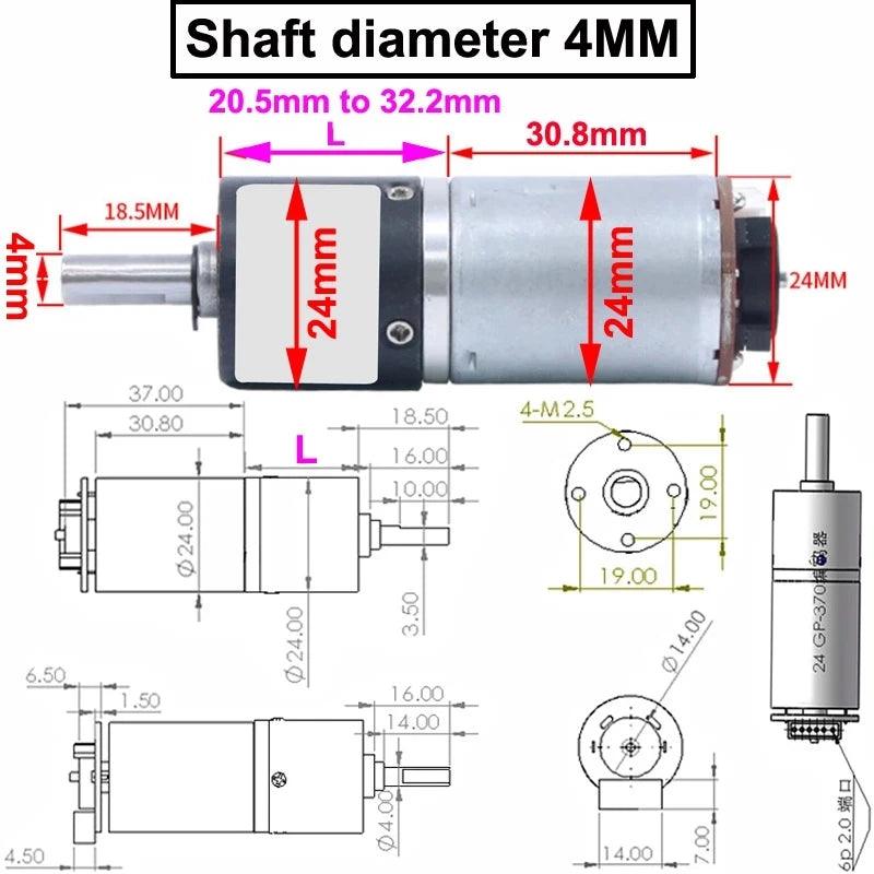 370 Motor 24mm Diameter Planetary Gear DC 6v 12v 24v Geared Motor Micro Electric Moter With Encoder