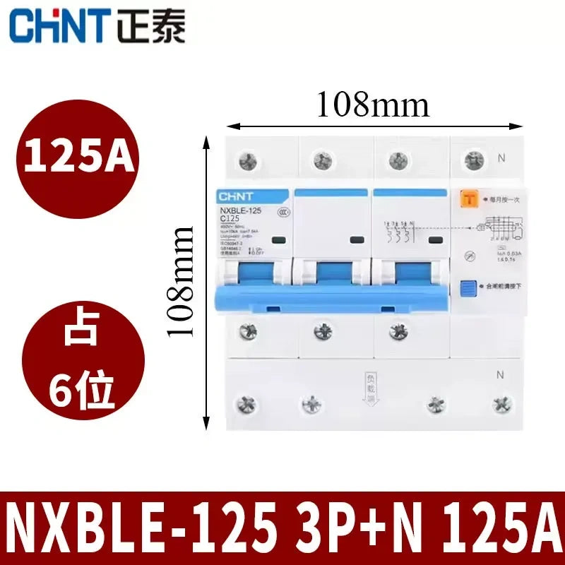 CHNT leakage breaker NXBLE-125 3p+n 125a 30mA RCD rcbo