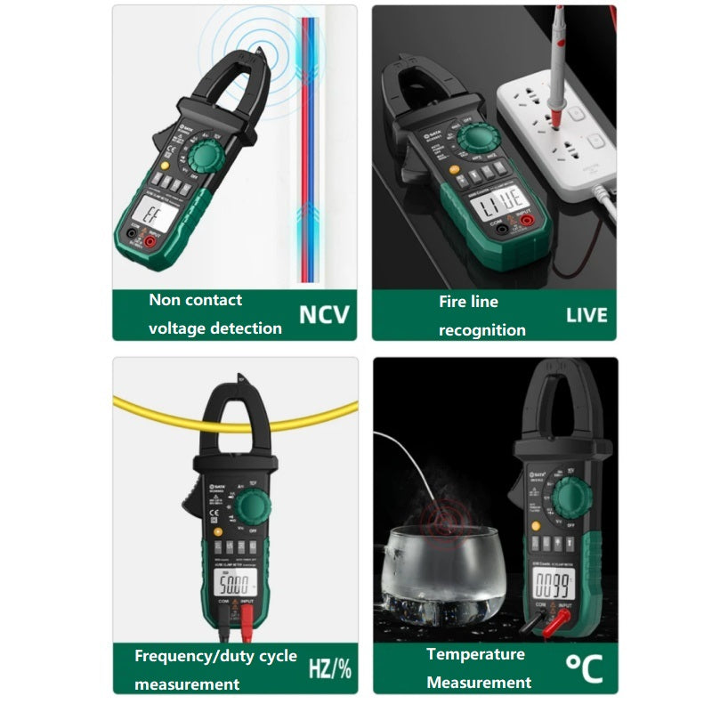 SATA clamp meter,sata d05957 d05951 d05952 d05953,digital clamp multimeter,true‑rms clamp meter,600a ac dc clamp meter,ncv non‑contact detection,intelligent anti‑burn multimeter,electrician clamp ammeter,frequency temperature vfc test,sharp tip test probe optional,6000 counts multimeter