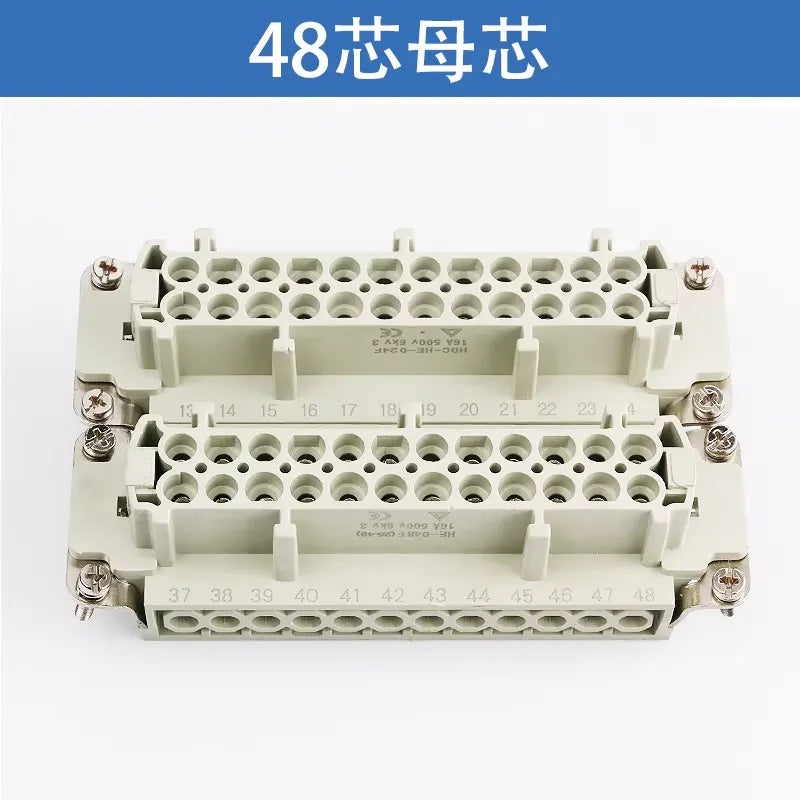 Heavy Duty Connector HDC-HE-048-1/2/3/4-F/M 48 Pin Aviation Plug Socket 16A Industrial Rectangular Connector