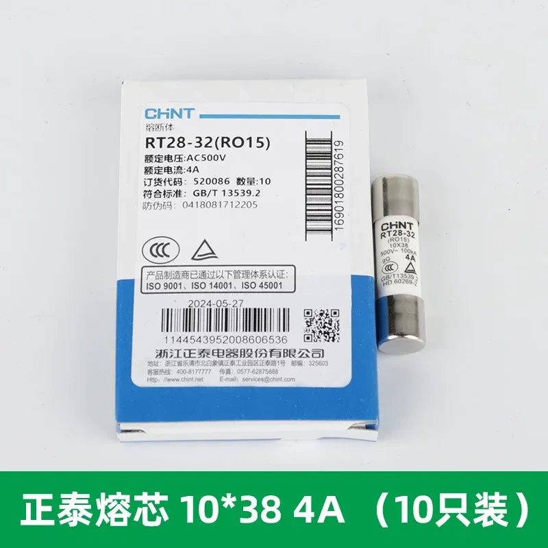 CHINT Cylindrical Fuse Links (gG/gL type),Fuse Size: 10×38mm (for 32A) / 4A