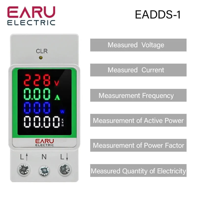 4IN1 Digital AC 110V 220V 100A Voltage Current KWH Electric Energy Monitor Meter VOLT AMP Voltmeter Aammeter Wattmeter Din Rail - electrical center b2c