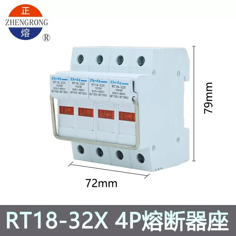 rt18‑32x fuse holder,10x38mm fuse base,4P din rail fuse holder