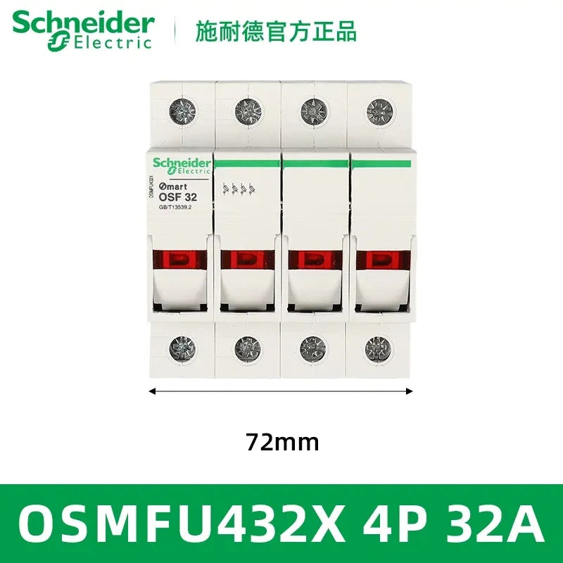Schneider OSMFU432X Fuse Holder ,DIN Rail Fuse Holder, 4P 32A Fuse Holder with indicator