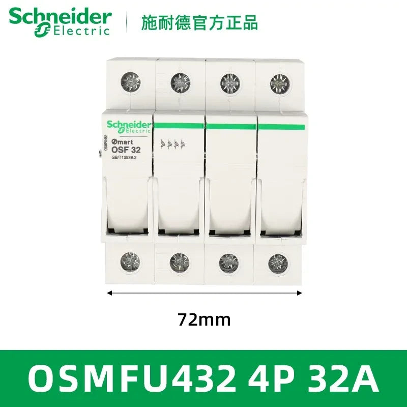 Schneider OSMFU432 Fuse Holder ,DIN Rail Fuse Holder, 4P 32A Fuse Holder without indicator