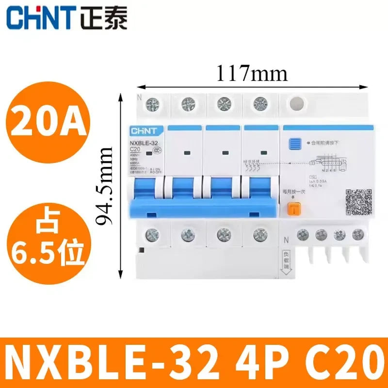 CHNT leakage breaker NXBLE-32 4p 20a 30mA RCD rcbo