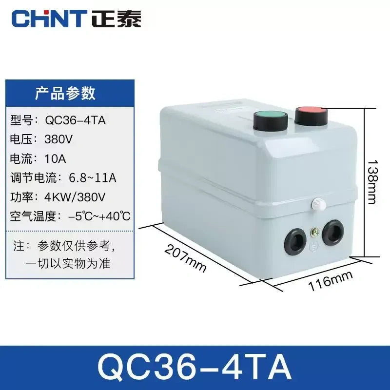 magnetic motor starter,3 phase dol starter,qc36-4ta motor starter,phase loss protection motor switch,
ac380v motor starter switch,6.8a~11a overload protected starter 