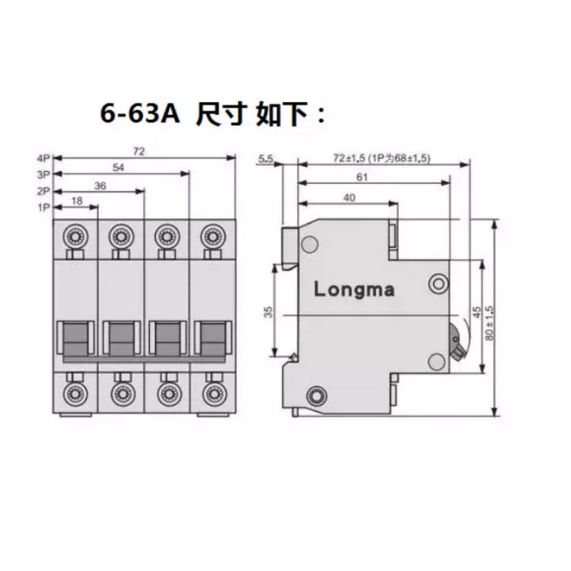 110~120V Transparent Mini Circuit Breaker 1P 2P 3P 4P, Thermal Magnetic MCB 6‑100A US Standard DIN Rail Mount Circuit Protector