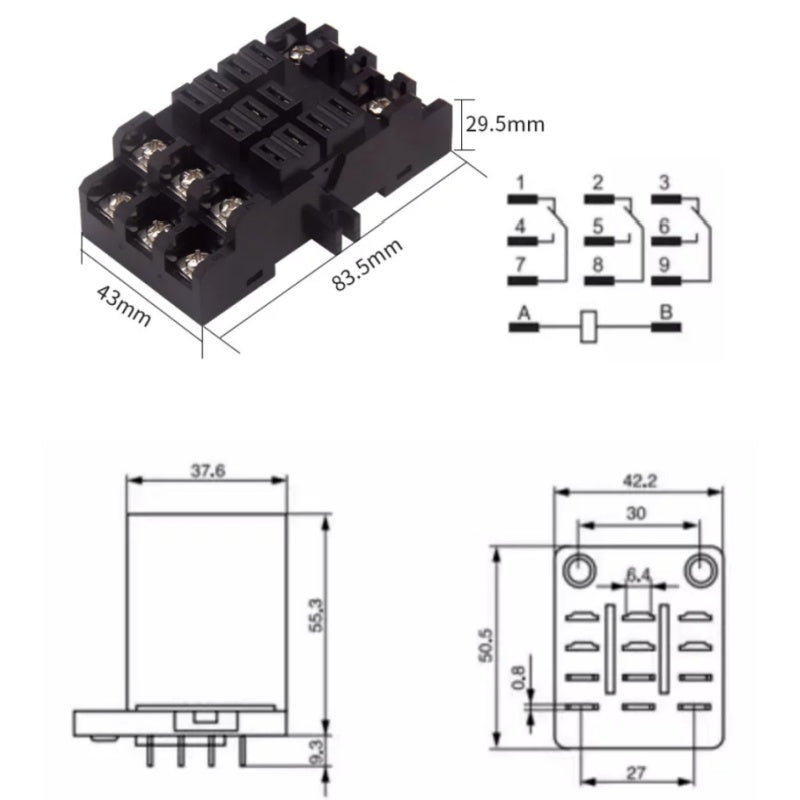 JQX-38F High Power 40A Electromagnetic Intermediate Relay 8Pin 11Pin, With/Without Base, AC220V DC12V DC24V DC48V