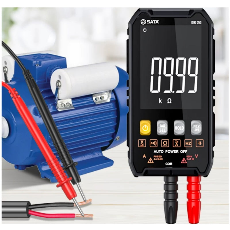 digital multimeter,SATA multimeter,D05054,D05053,auto‑ranging multimeter,portable multimeter,anti‑burn multimeter,NCV voltage tester,live neutral line detector,electrician tool,multimeter for repair,voltage current resistance tester,diode capacitance meter,hand‑held multimeter,electrical maintenance tool