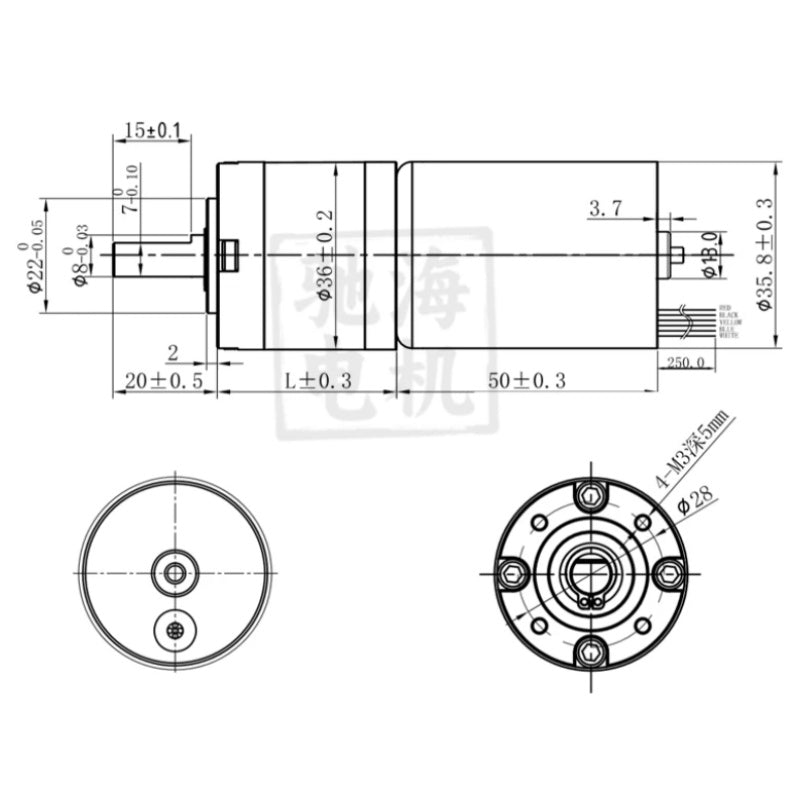 36GP BL3650 Brushless DC Gear Motor