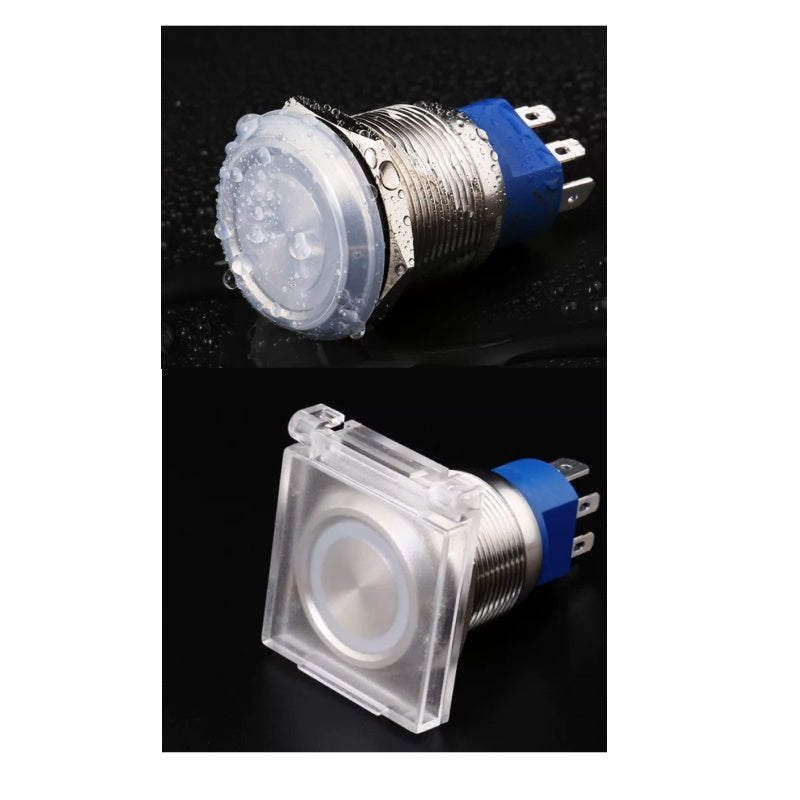 Push Button Protective Cover, Waterproof Dustproof Anti-oil Button Guard Cap, Warning Ring, for 12/16/19/22/25mm Metal Pushbutton Switch
