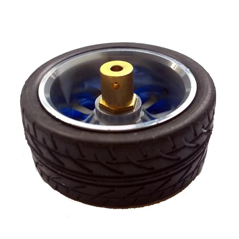 4pcs 65mm Rubber Tire Wheel Hub Motor Brass Extension Hexagonal Coupling 1:10 Wheel For RC Smart Robot Car Chassis Part DIY Toy