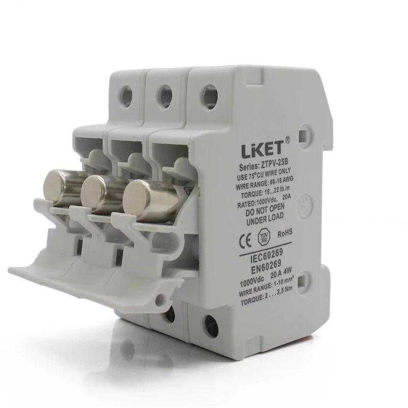 5 Set/lot  3P Parallel Fuse Holder 1000V DC Fusible 10x38 GPV, with Fuse Holder for Solar System Protection