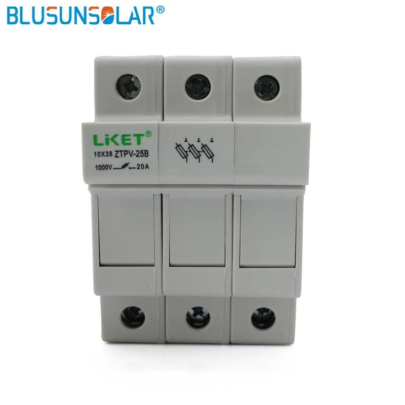 5 Set/lot  3P Parallel Fuse Holder 1000V DC Fusible 10x38 GPV, with Fuse Holder for Solar System Protection