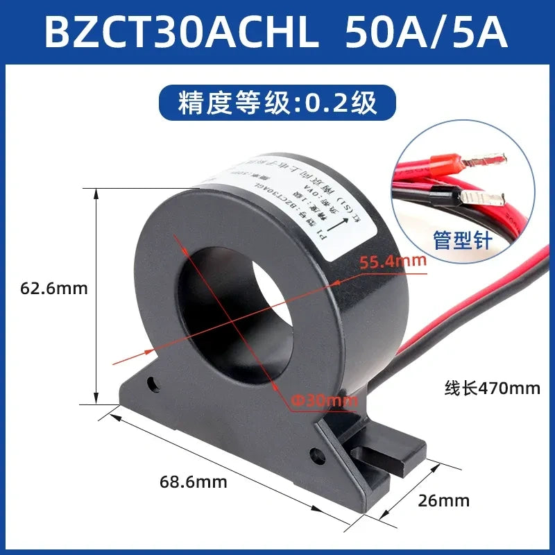 BZCT30AL current transformer, through core CT, energy meter current transformer, 50/5A CT, 0.2 class current transformer, 