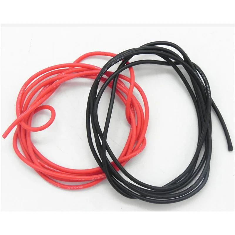 50set/lot 10AWG 1M Black+1M Red High Temperature Silicone Wire/ Silica Gel Wire/ Silicone Tinned Copper Cable