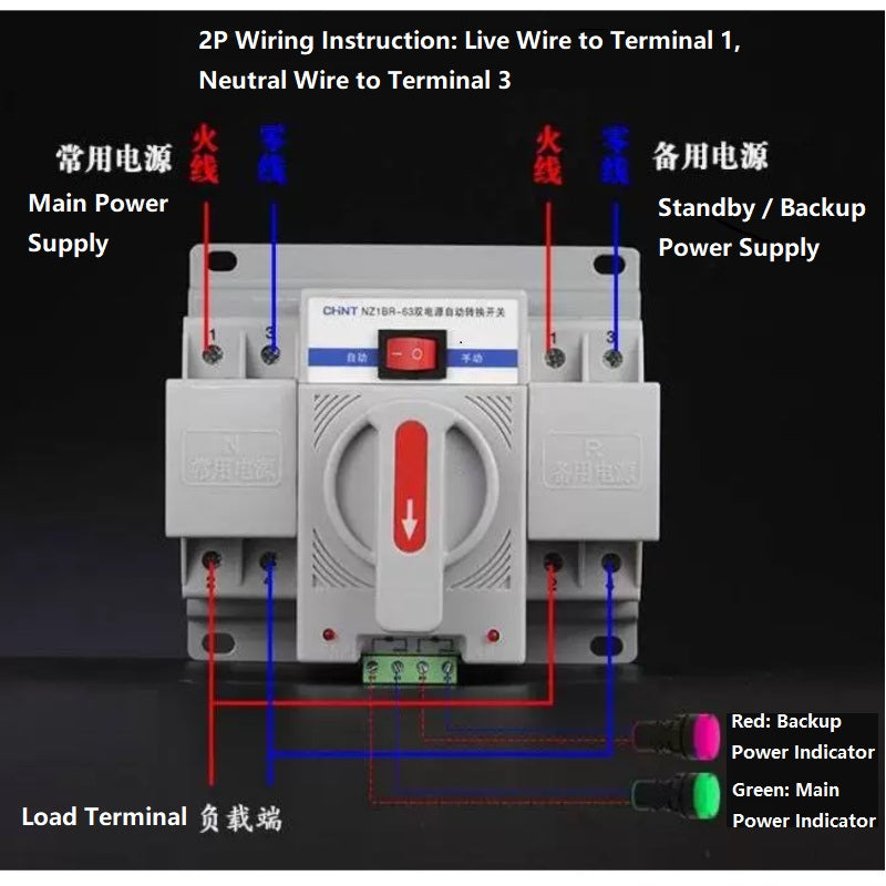 ats transfer switch,dual power automatic changeover switch,automatic mains backup switch,2p cb class ats switch,ac220v power switch,10a~63a dual power transfer,home generator auto transfer switch,solar power changeover breaker,overload undervoltage protected ats