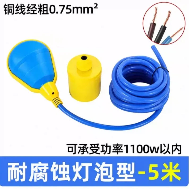 YT‑221,float switch,water drop float switch,liquid level switch,sump pump float switch,IP65 float sensor with 5m Silicone Corrosion‑Resistant Cable for Sewage & High‑Temperature Water Tank