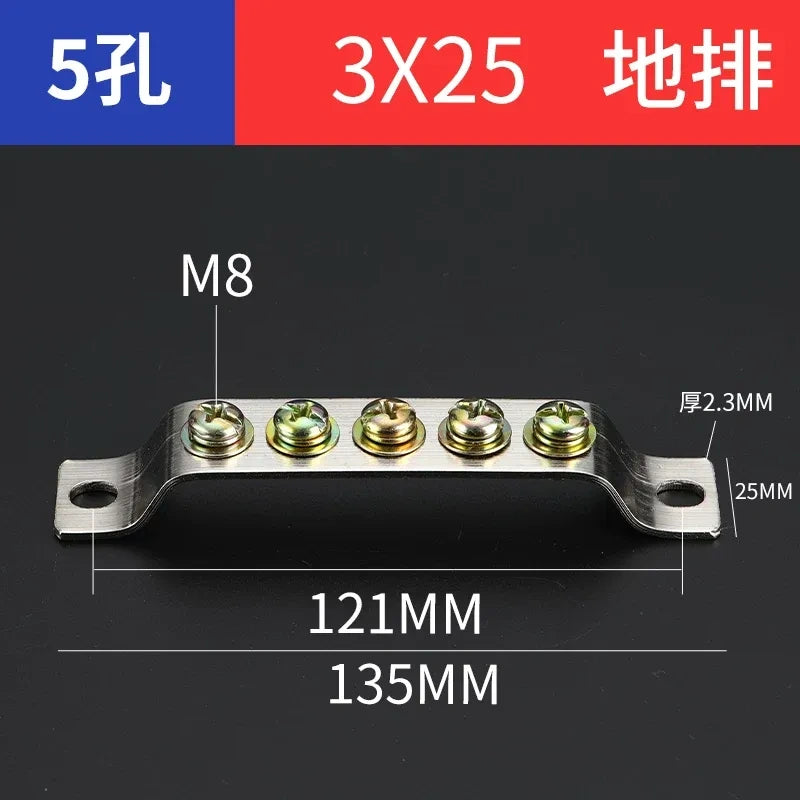 terminal block,5 hole 5x20 ground earth bar,bulk distribution terminal block for industrial cabinet,electrical cabinet wiring terminal