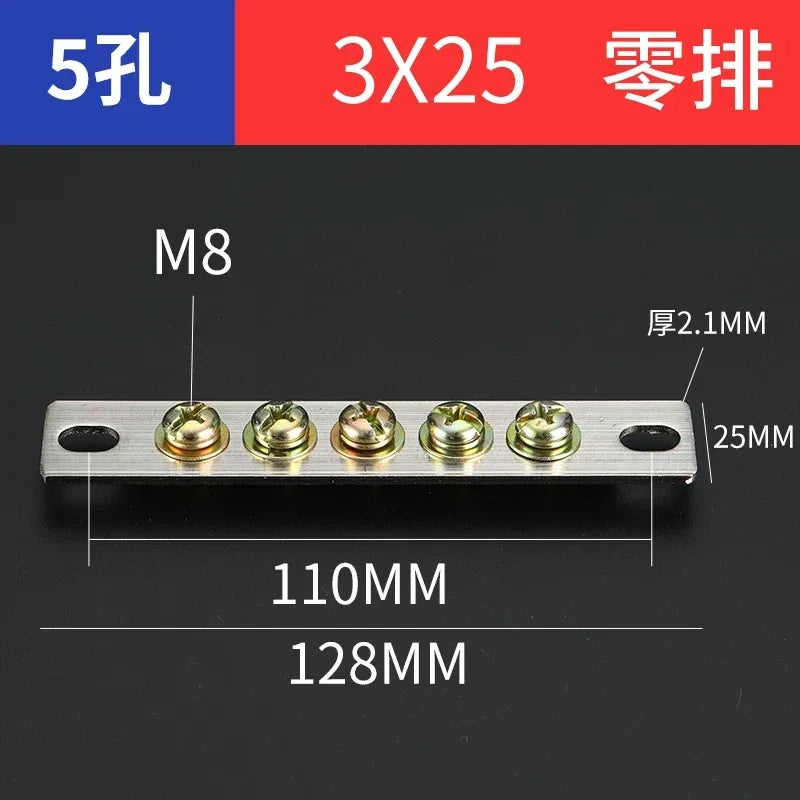 terminal block,5 hole 3x20 neutral zero bar,bulk distribution terminal block for industrial cabinet,electrical cabinet wiring terminal