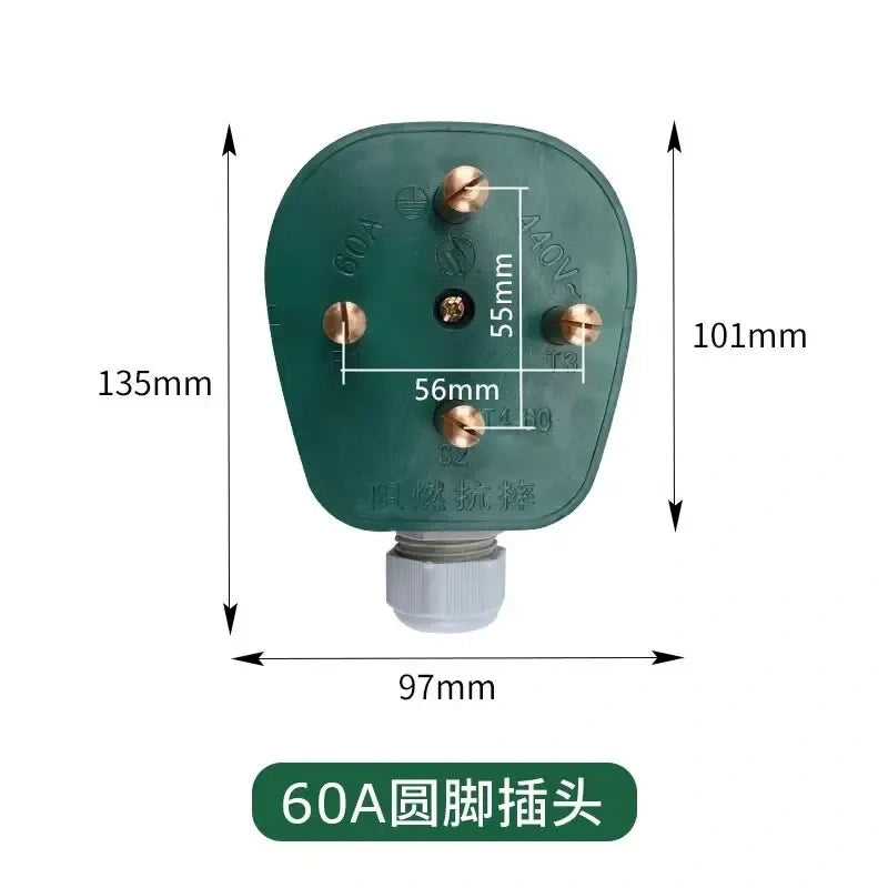 industrial power plug socket,3‑phase 4‑wire connector,440v industrial 60a plug 