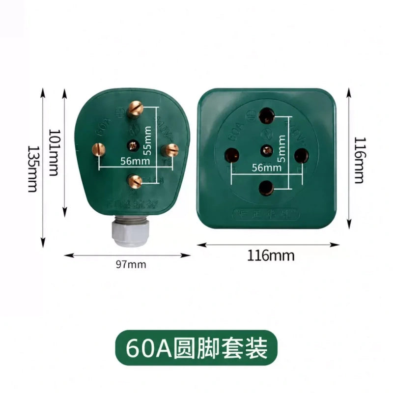industrial power plug socket,3‑phase 4‑wire connector,440v industrial 60a plug socket