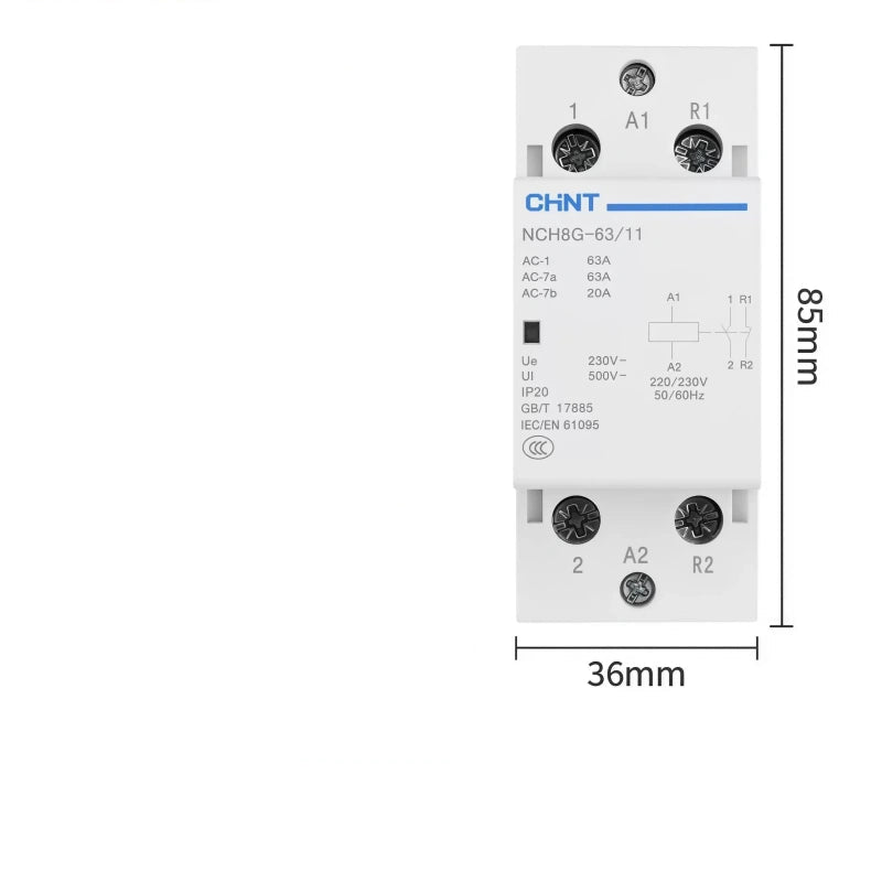 CHNT NCH8 NCH8G-63/11 1NO1NC 2P63A Modular Contactor , Household lighting Contactor