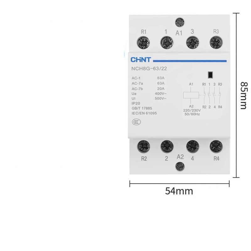 CHNT NCH8 NCH8G-63/22 2NO2NC 2P63A Modular Contactor , Household lighting Contactor