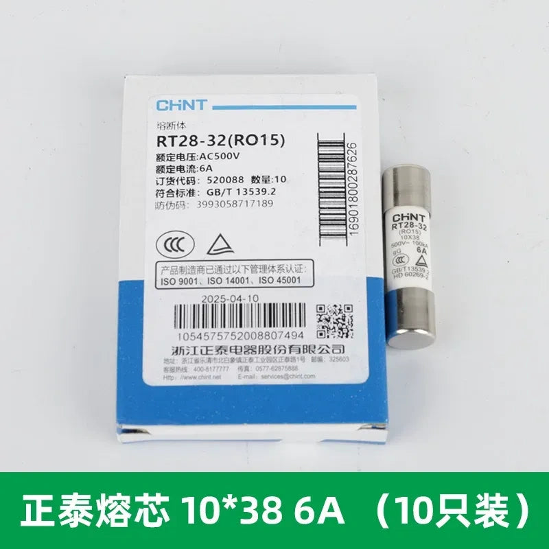 CHINT Cylindrical Fuse Links (gG/gL type),Fuse Size: 10×38mm (for 32A) / 6A