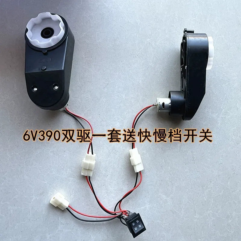 kids ride on car dual drive motor,rs390 motor,6v 390 motor children electric car modification kit,rear wheel drive motor
