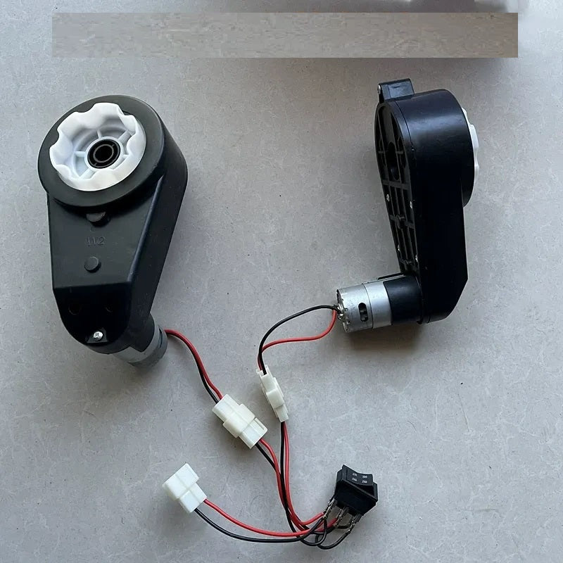 kids ride on car dual drive motor,rs390 motor,rs550 motor,6v 12v toy car motor,high low speed switch,6 spline gearbox,children electric car modification kit,rear wheel drive motor,toy car replacement motor,ride‑on vehicle spare parts,kids toy car upgrade parts,dual motor assembly