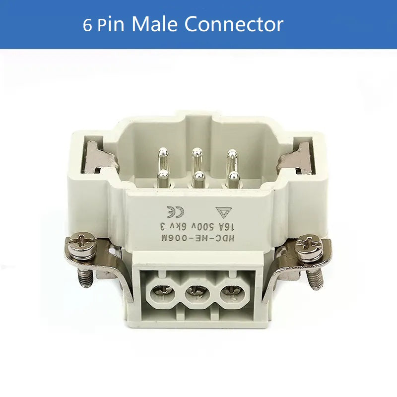 موصل مستطيل شديد التحمل ذو 6 سنون، قابس ومقبس طيران HDC-HE-006-1/2/3/4-F/M 16A