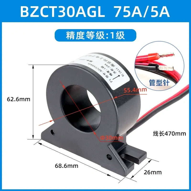 BZCT30AL current transformer, through core CT, energy meter current transformer, 75/5A CT, 1 class current transformer, 