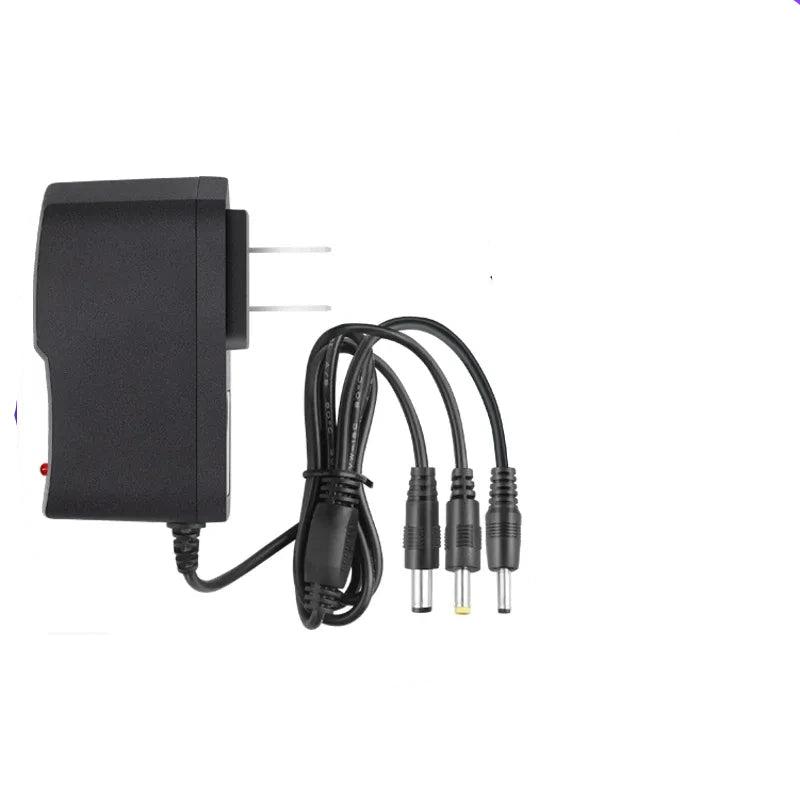 9V1.2A 3-in-1 connector charger, 5.5mm DC power supply, US plug speaker charger, dance party speaker charger, center positive power adapter