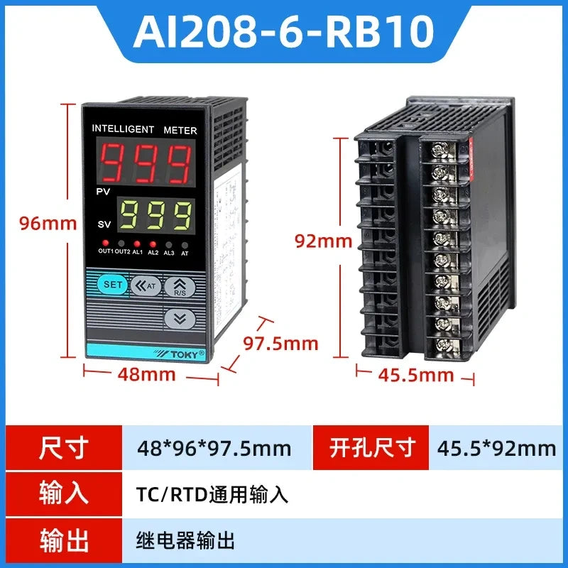 toky ai208-6-rb10 pid temperature controller,rb10 relay,universal pt100 thermocouple temp control meter,industrial oven temperature controller
