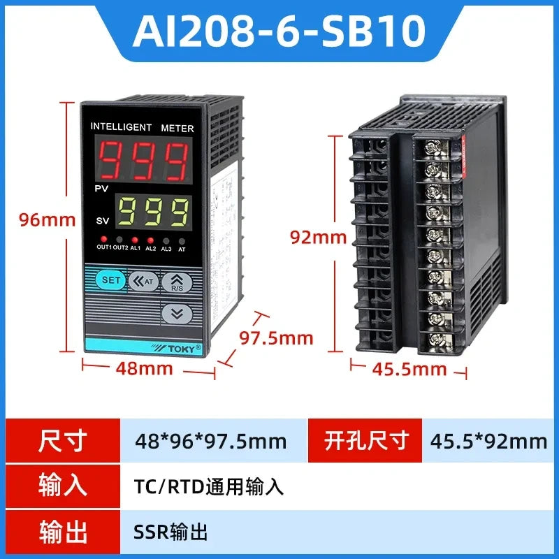 toky ai208-6-sb10 pid temperature controller,sb10 relay,universal pt100 thermocouple temp control meter,industrial oven temperature controller