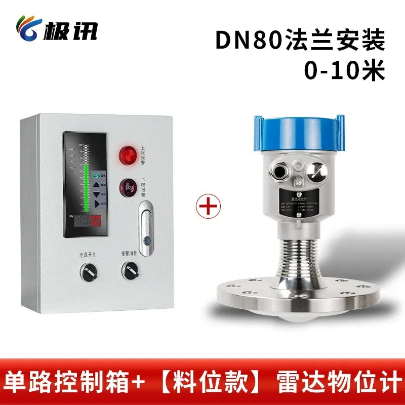 High Temperature Anti-Corrosion Radar Level Transmitter DN80 Flange -40~500℃, Corrosive Chemical Liquid Level Meter, radar level with control box