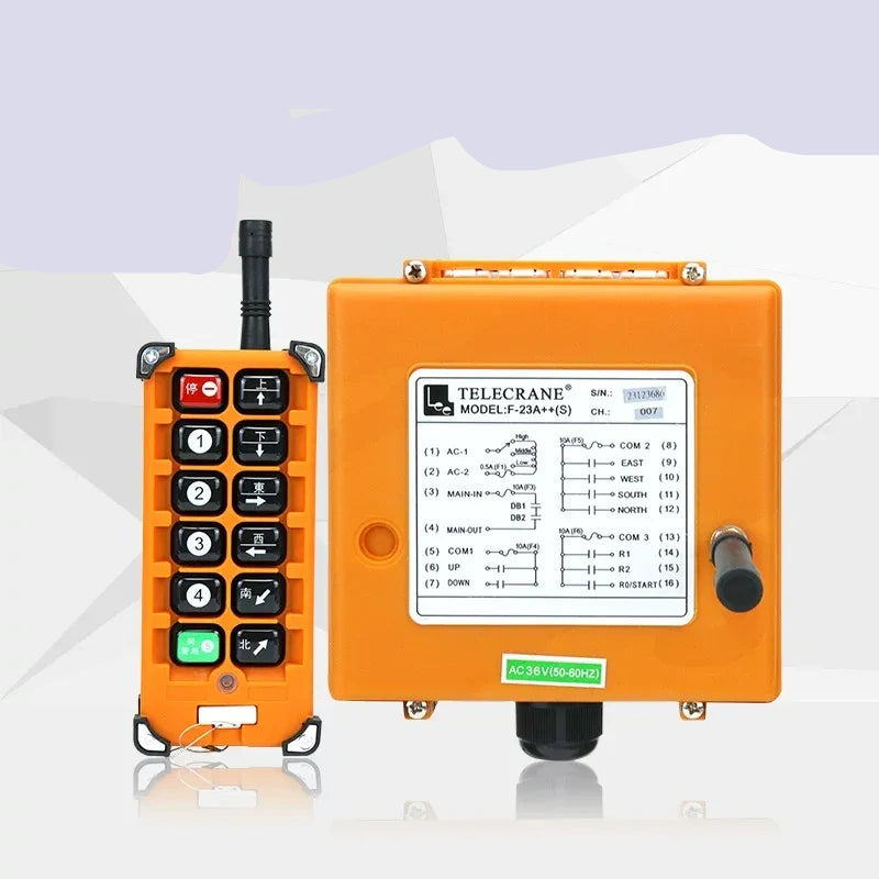 F23-A++ remote control, dual speed crane remote switch, e-card plug-in type industrial wireless radio remote, 220v Telecrane F23-A++, 1 Transmitter + 1 Receiver overhead travelling crane remote controll switch, 