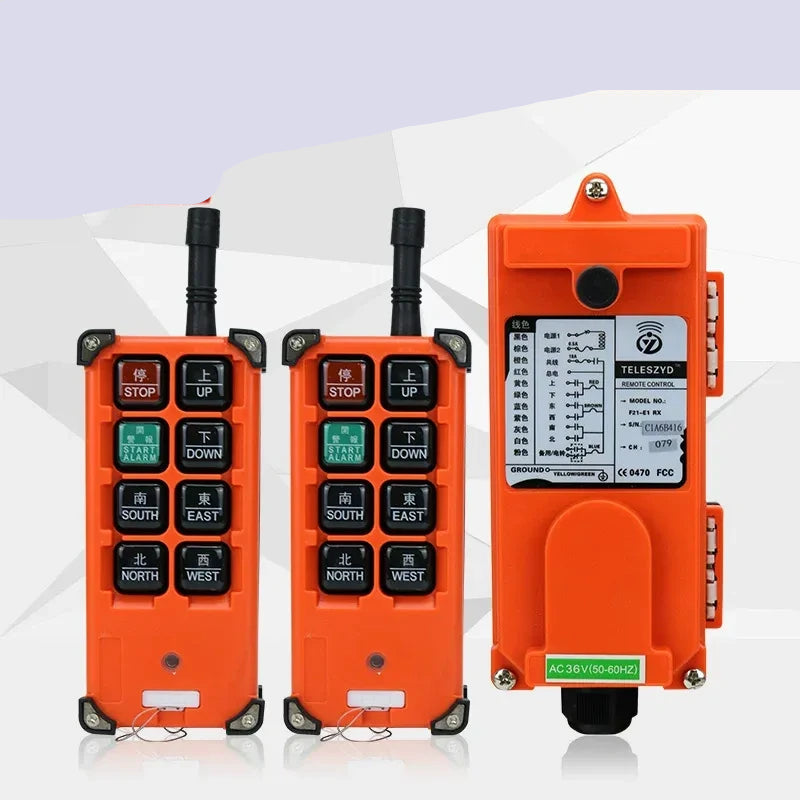 F21-E1B remote control, industrial wireless remote, Telecrane remote, crane remote control,220v E-card plug-in remote control switch,2 Transmitter + 1 Receiver industrial lifting remote, gantry crane remote, truck tail lift remote, construction machinery remote