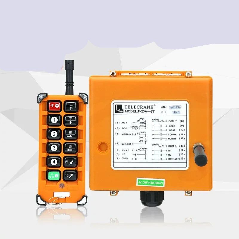 F23-A++ remote control, dual speed crane remote switch, e-card plug-in type industrial wireless radio remote, 36v Telecrane F23-A++, 1 Transmitter + 1 Receiver overhead travelling crane remote controll switch, 